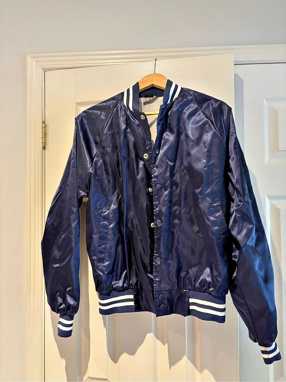 Stay Cute Try Harder Bomber Jacket Blue